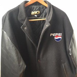 New Designer wool jacket with 100% leather sleeves by Reach.